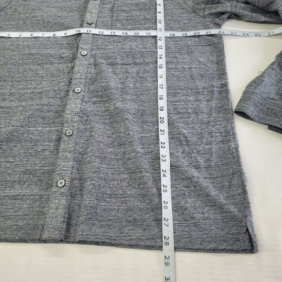 Guess Shirt Mens XL Heathered Grey Knit Long Sleeve Button Up Pocket Stretch - Picture 11 of 12